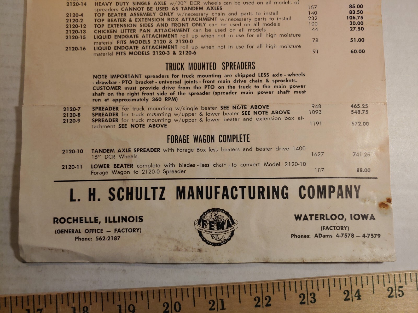 Vintage 1960 L. H. Schultz Co Schultz Rotary Mower Sales Brochure & Price List