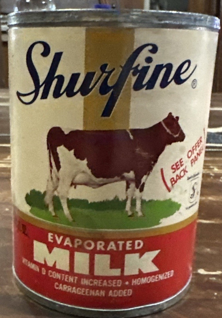 SHURFINE Evaporated Milk Can ORIGINAL Paper Label Cows Farm VINTAGE