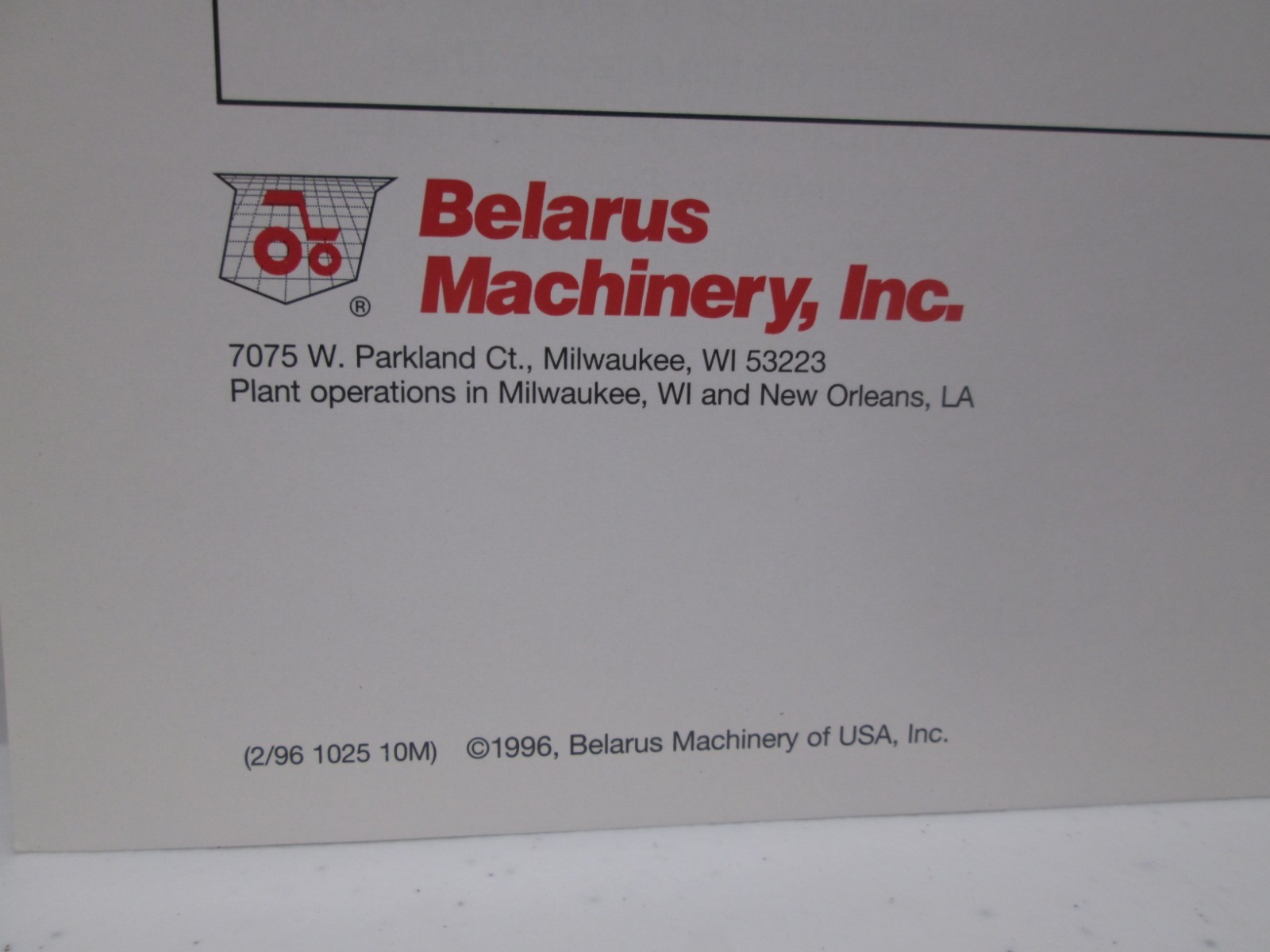 Belarus 1000 Series Tractors 100 HP 1025 4WD Cab Brochure Specifications 1996