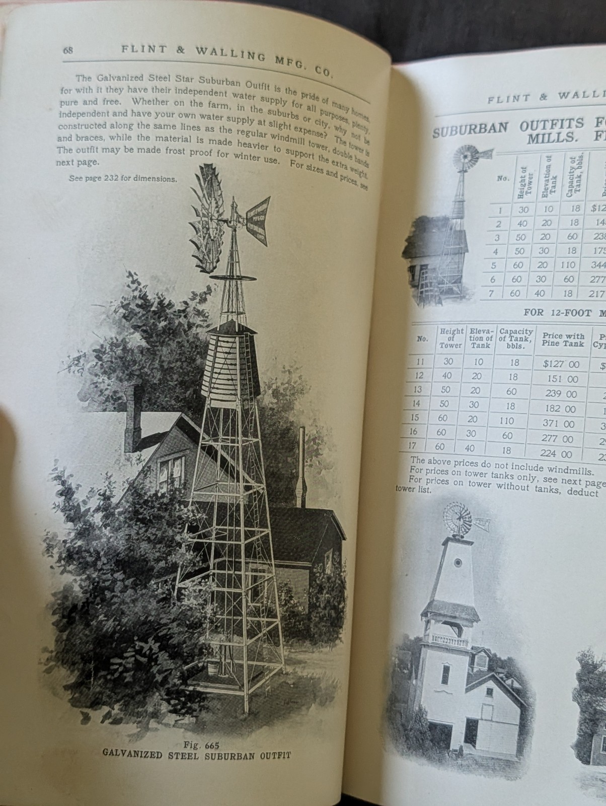 1901 Flint and walling Star windmill hardbound catalog. Windmills, Sawmill, ect.