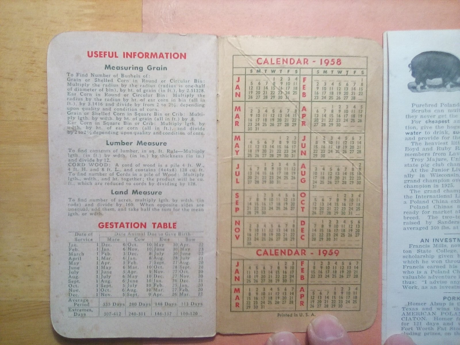 1926 BOYS&rsquo; & GIRLS&rsquo; PIG CLUBS BOOKLET & 1958 ARMOUR FERTILIZERS BOOKLET