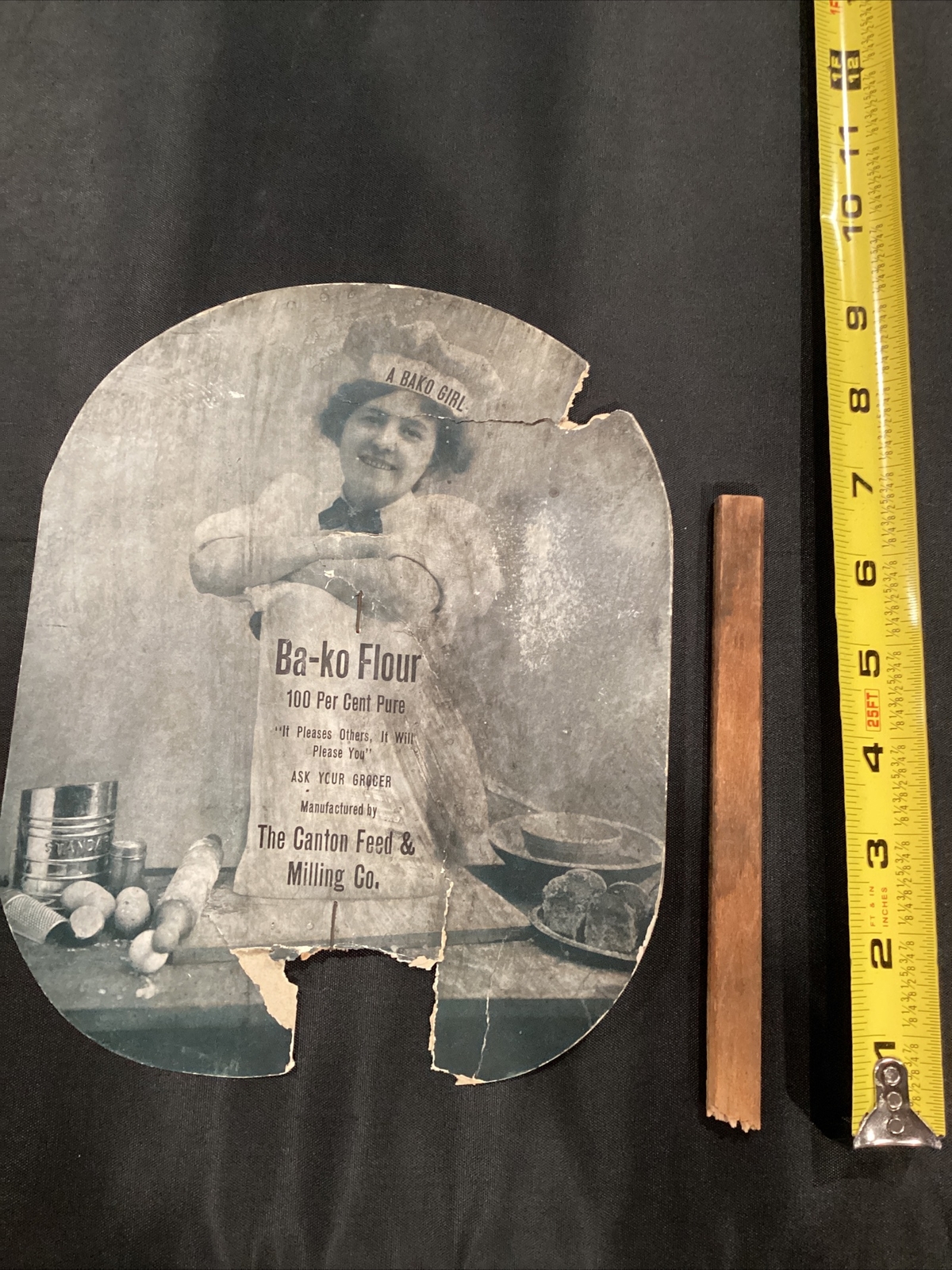 Ba-Ko Flour Canton Feed & Milling Co broken Paper Fan Ad