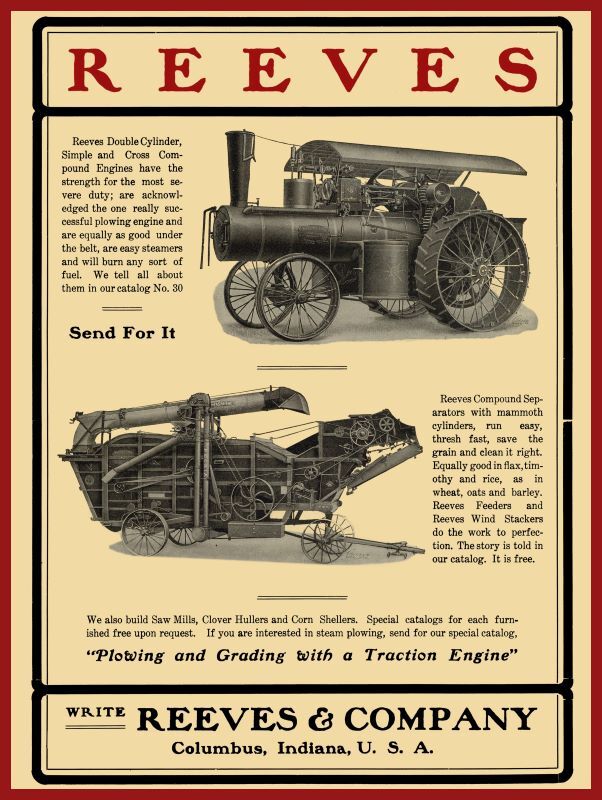 1906 Reeves & Co NEW Metal Sign: Double Cylinder Simple & Cross Compound Engines