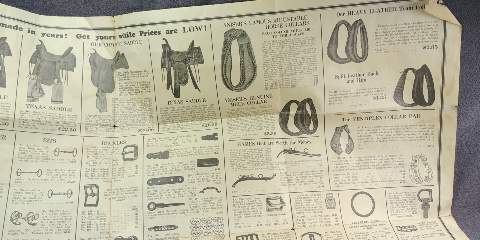 1920s Aniser Mercantile St Joseph Missouri Fold Out Ad Harness Hardware Antique