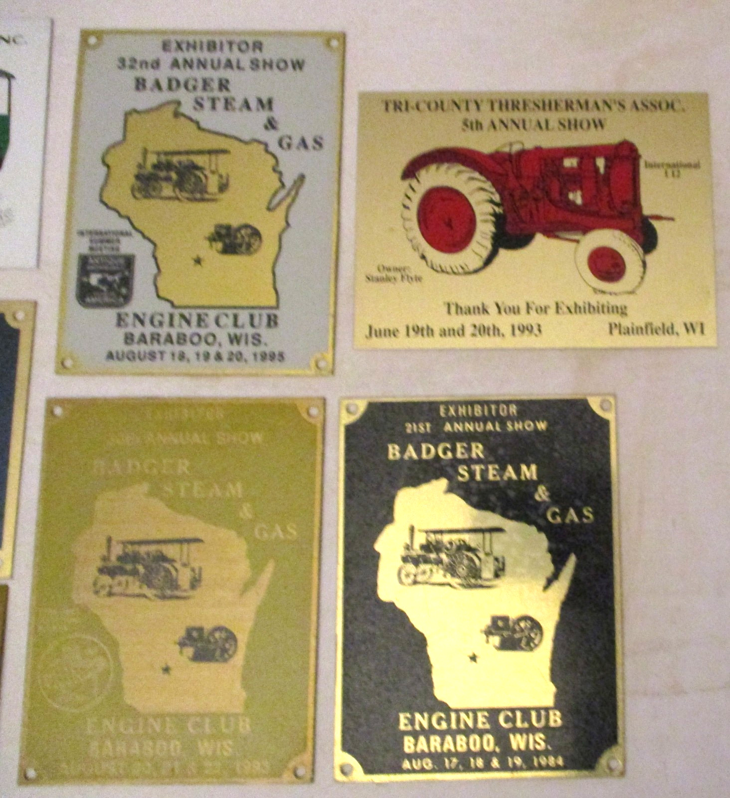 14 VINTAGE 1980-95 THRESHING STEAM GAS SHOW DASH PLAQUES MINNESOTA WIS. & ILL.