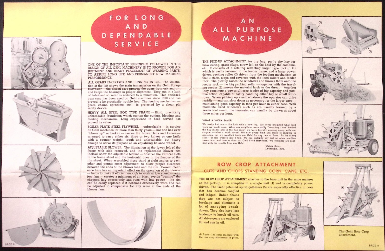 1949 Gehl Forge Harvester Dealer Brochure Sales Letter Gehl Brothers West Bend