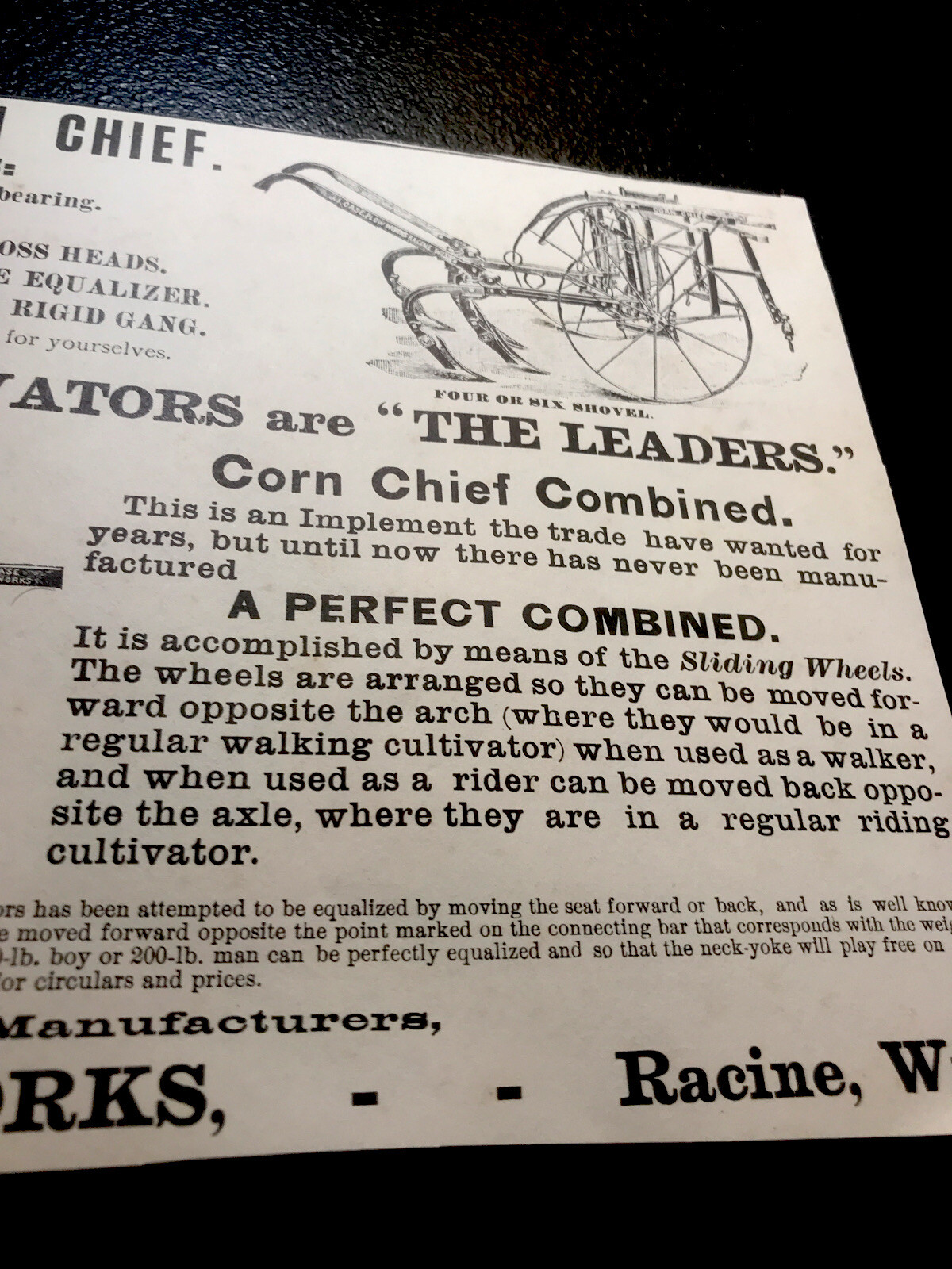1889 J.I. Case Plow Works Farm Machinery Advertising – Racine – Wisconsin