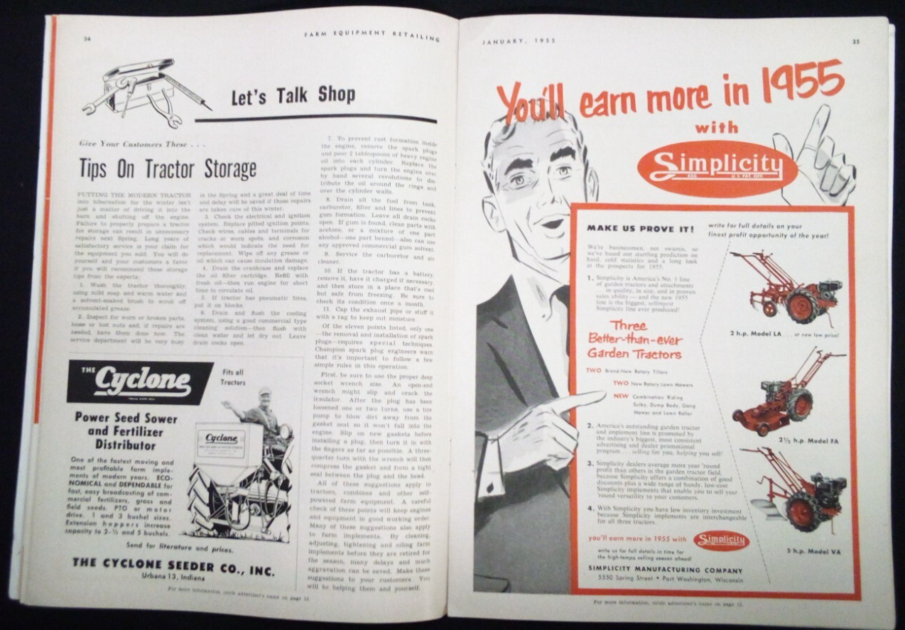 VTG 1955 FARM EQUIPMENT RETAILING MAGAZINE ADVERTISING GREAT AD FARMALL MOLINE F