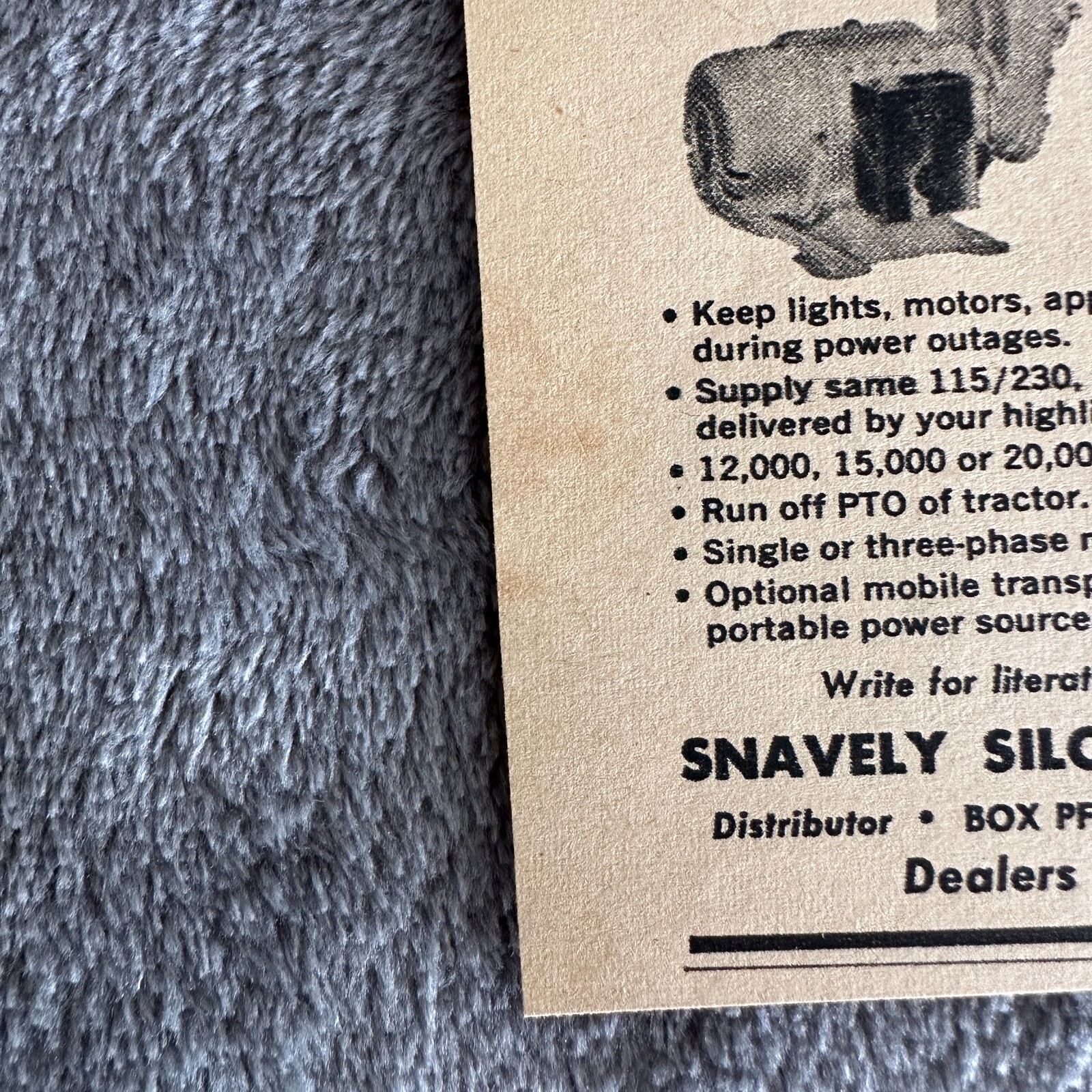 1963 Win Power Tractor Generator Ad Shavely Silo Sales Lancaster PA Farm Print