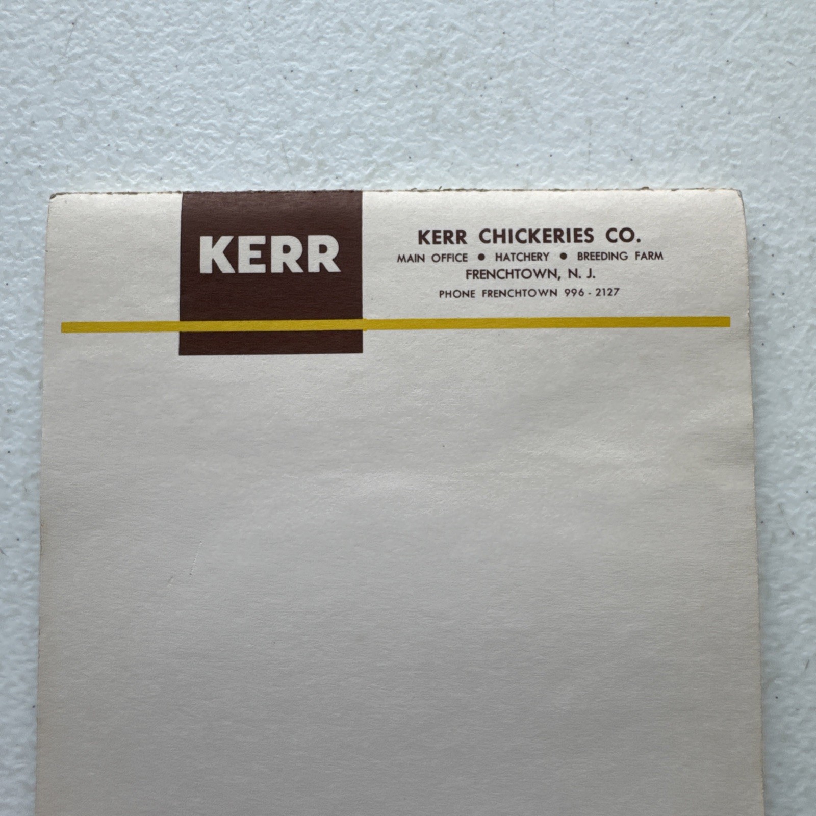 Kerr Chickeries Co. Frenchtown, NJ Vintage Notepad Paper Tablet