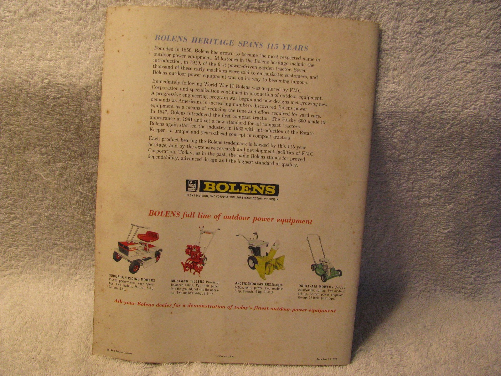 1965 Arnold Palmer Bolens Outdoor Power Equipment Brochure