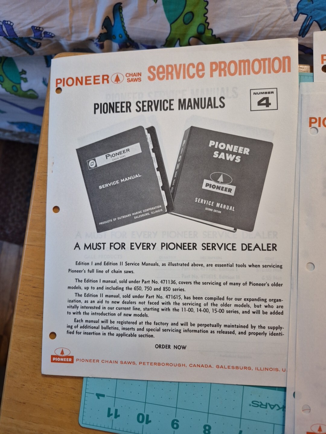 4 1960&rsquo;s Pioneer Chainsaw Dealer Service Promotion Brochures Flyers