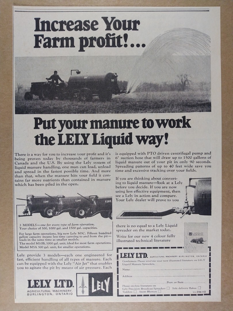 1968 Lely Liquid Manure Spreaders vintage print Ad
