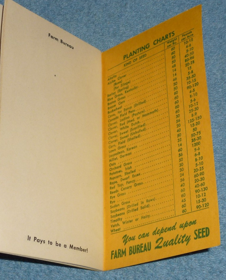 Vtg 1940s Ohio Farm Bureau Agricultural Advertising Pocket Notepad Book Unused
