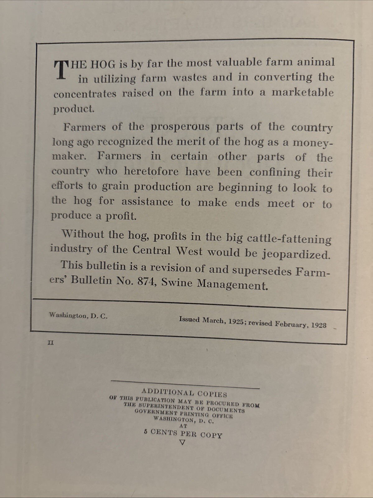 Two U.S.D.A. Famers&rsquo; Bulletins Marketing Poultry 1931 & Swine Production 1928