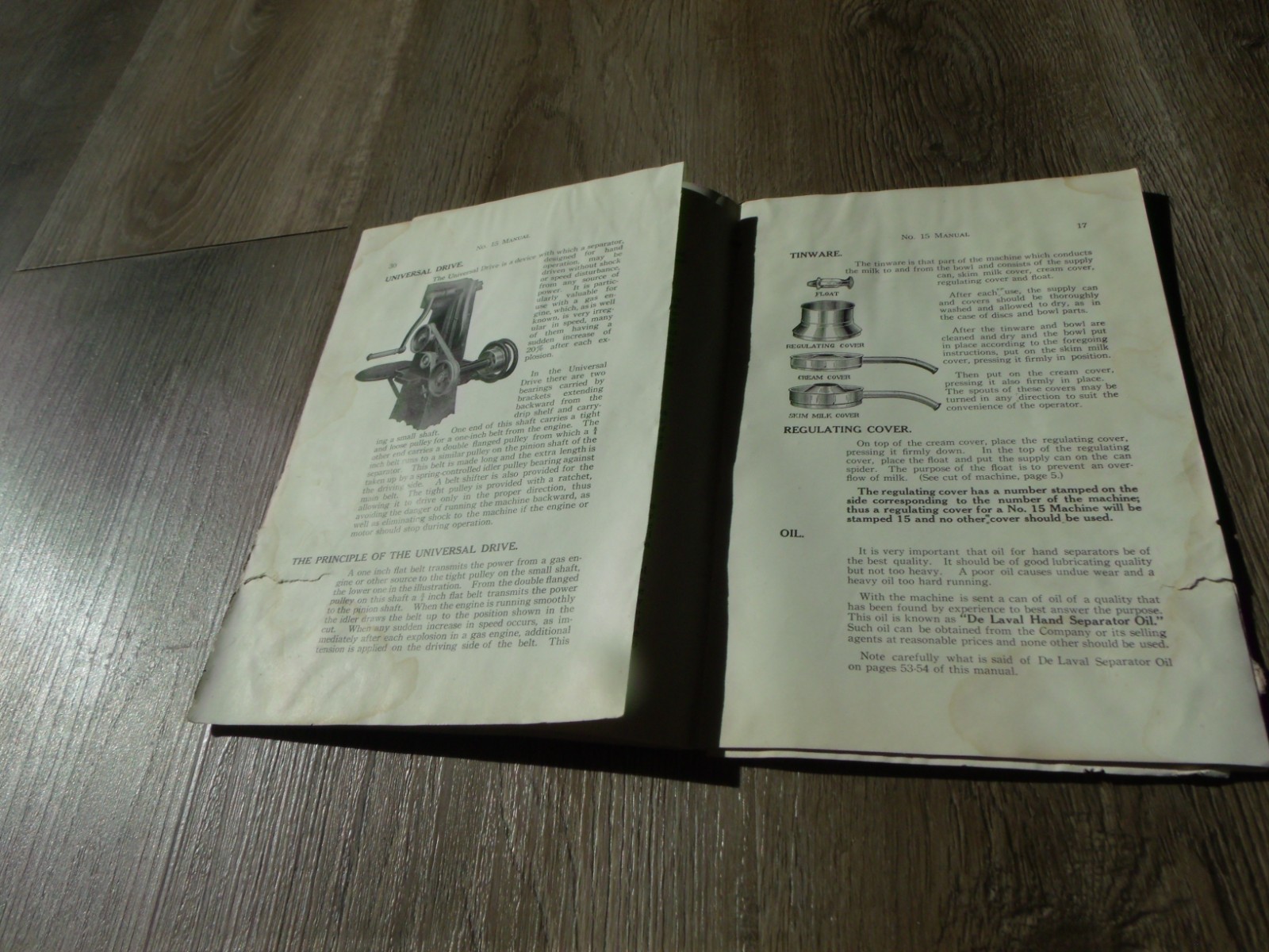 VINTAGE DE LAVAL CREAM SEPARATOR NO. 15 INSTRUCTIONS BOOKLET
