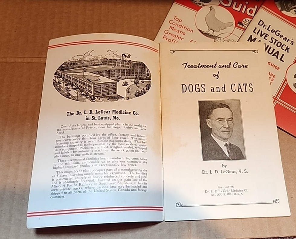 Three 1942 Dr. LeGear&rsquo;s Livestock, Poultry and Dog guides/manuals