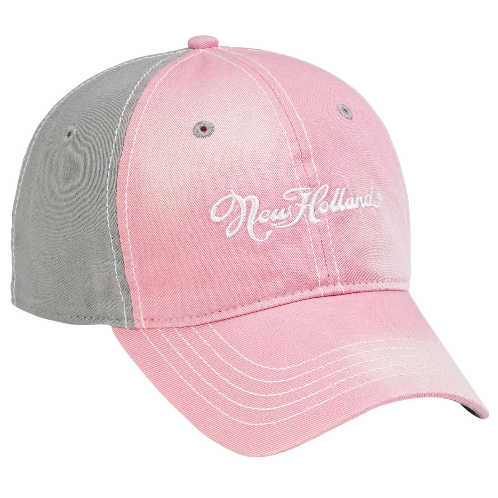 NEW HOLLAND Ladies *PINK & GRAY* BLEACHED Trademark LOGO CAP HAT *BRAND NEW!*