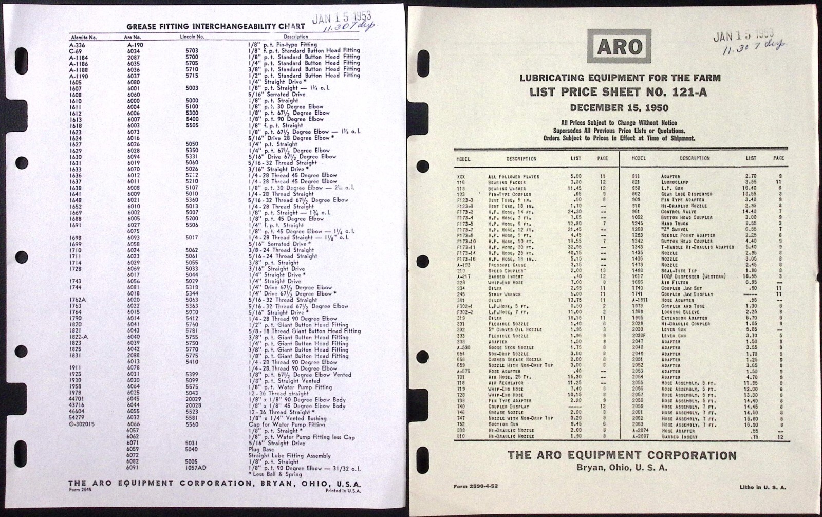 1953 Aro Farm Catalog No 121 Lubricating Equipment ARO Equipment Corp Bryan OH