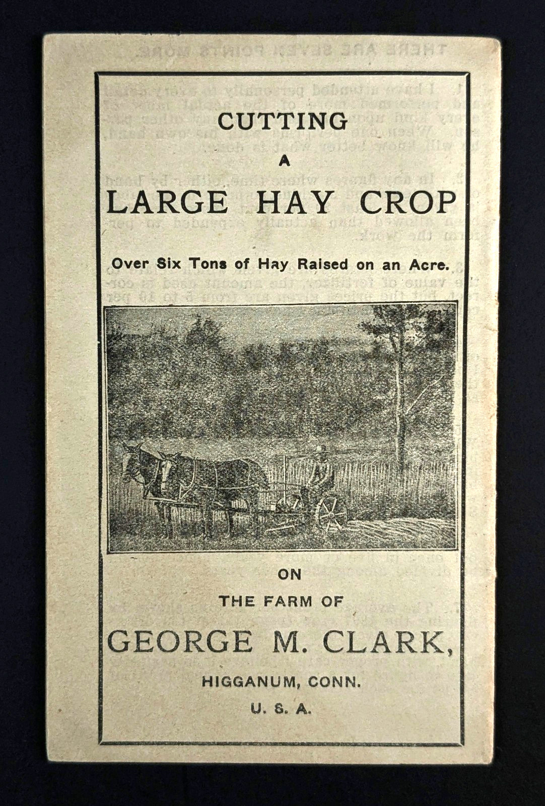1903 Large Hay Crops George M Clark Higganum CT Antique Farm Equipment
