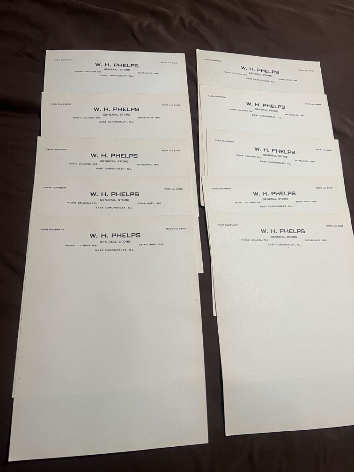 Letterhead 10 Sheets Of FARM EQUIPMENT 1950s Vintage Stationery Unused Lot