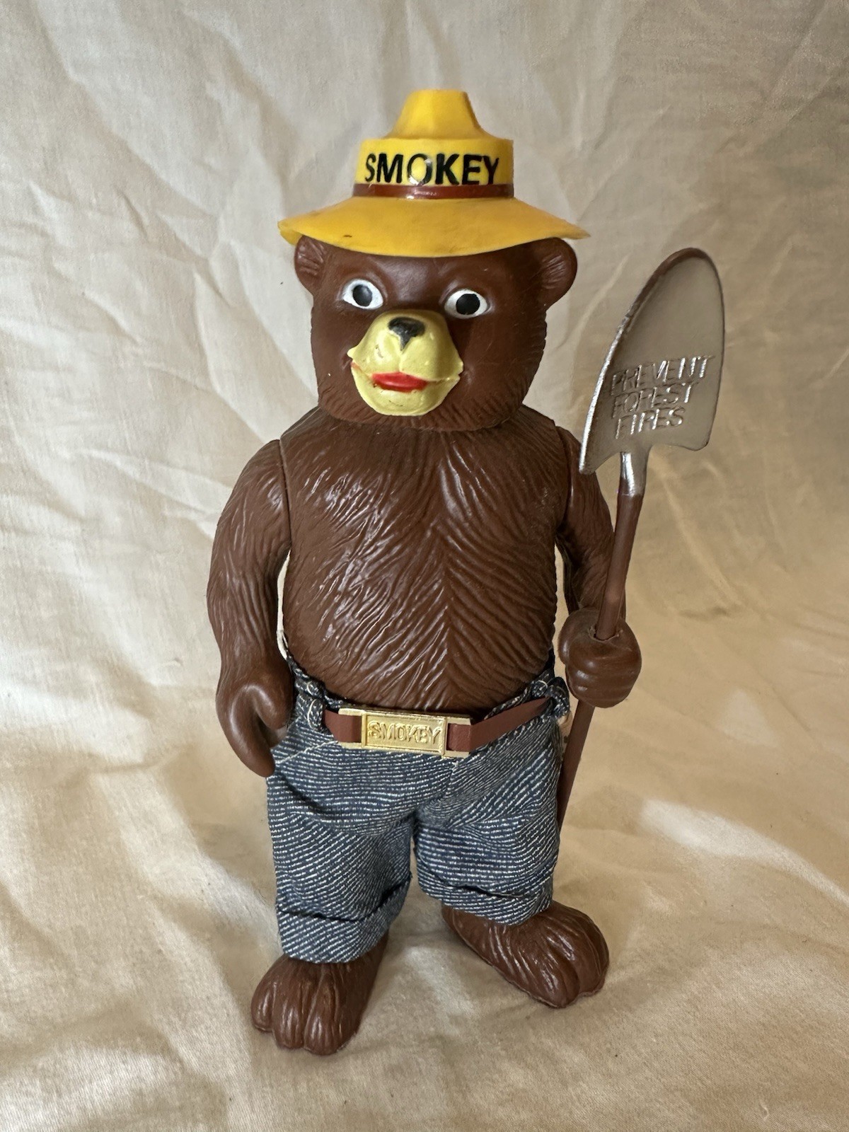 Vintage Smokey Bear Figure R Dakin Hong Kong w Shovel Jeans 8”