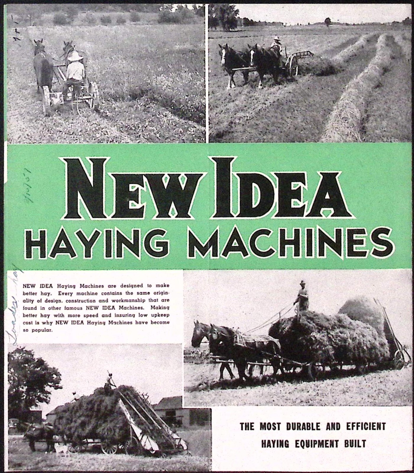 1952 New Idea Easyway Hay Loader Heavy Duty Model Dealer Brochure New Idea Inc