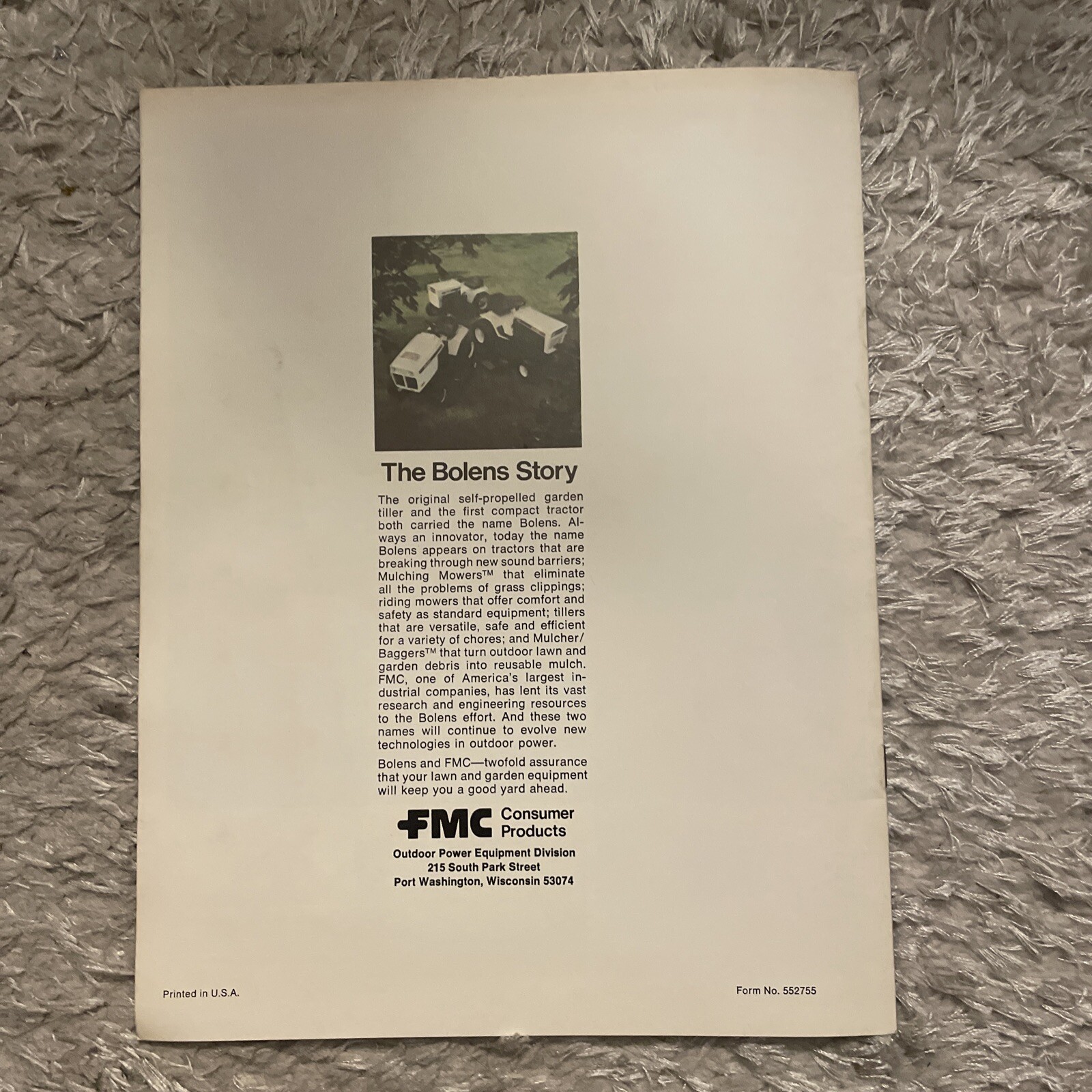 BOLENS LAWN GARDEN TRACTOR HT 20 QT QS 16 H 14 G 10 8 sales brochure