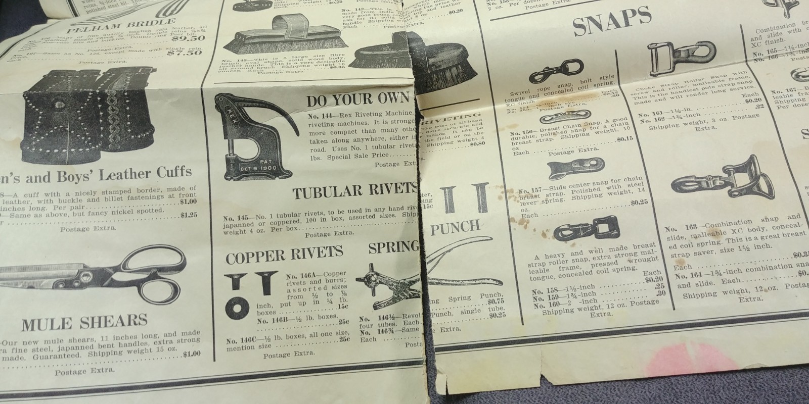 1920s Aniser Mercantile St Joseph Missouri Fold Out Ad Harness Hardware Antique