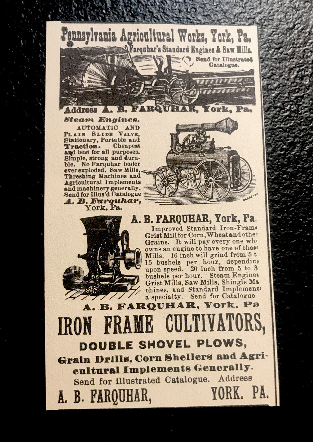 1889 Farquhar Plow Implement Farm Advertising – York – Pennsylvania