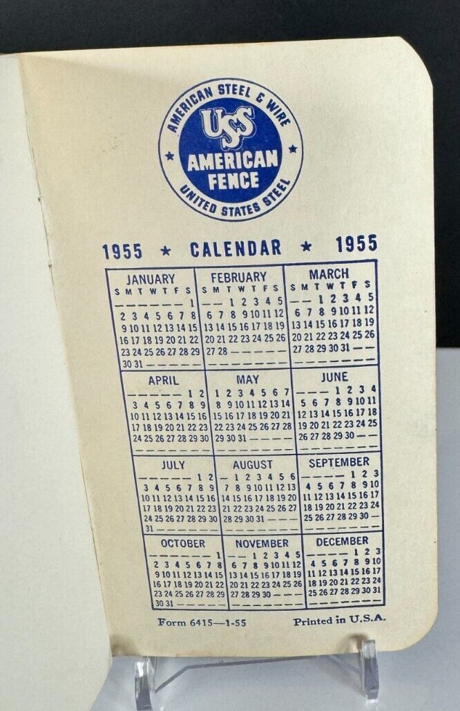 Vintage 1955 USS American Steel & Wire Hammond Lumber Co. Hammond IL Memo Book
