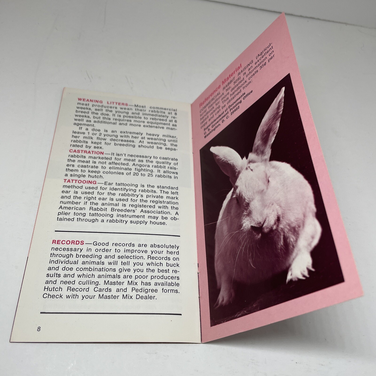 Rabbit Raising Manual Master Mix Vintage Catalog Brochure Outdoor Raised