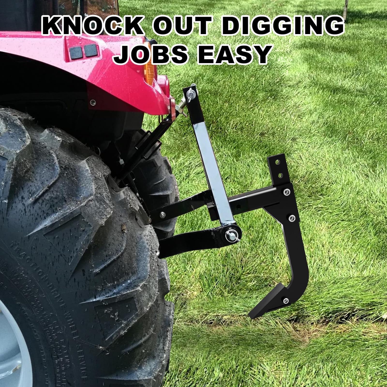 Tractor Subsoiler Ripper, Adjustable 18&Prime; 3 Point Hitch Trencher with 2&Prime; Recei…