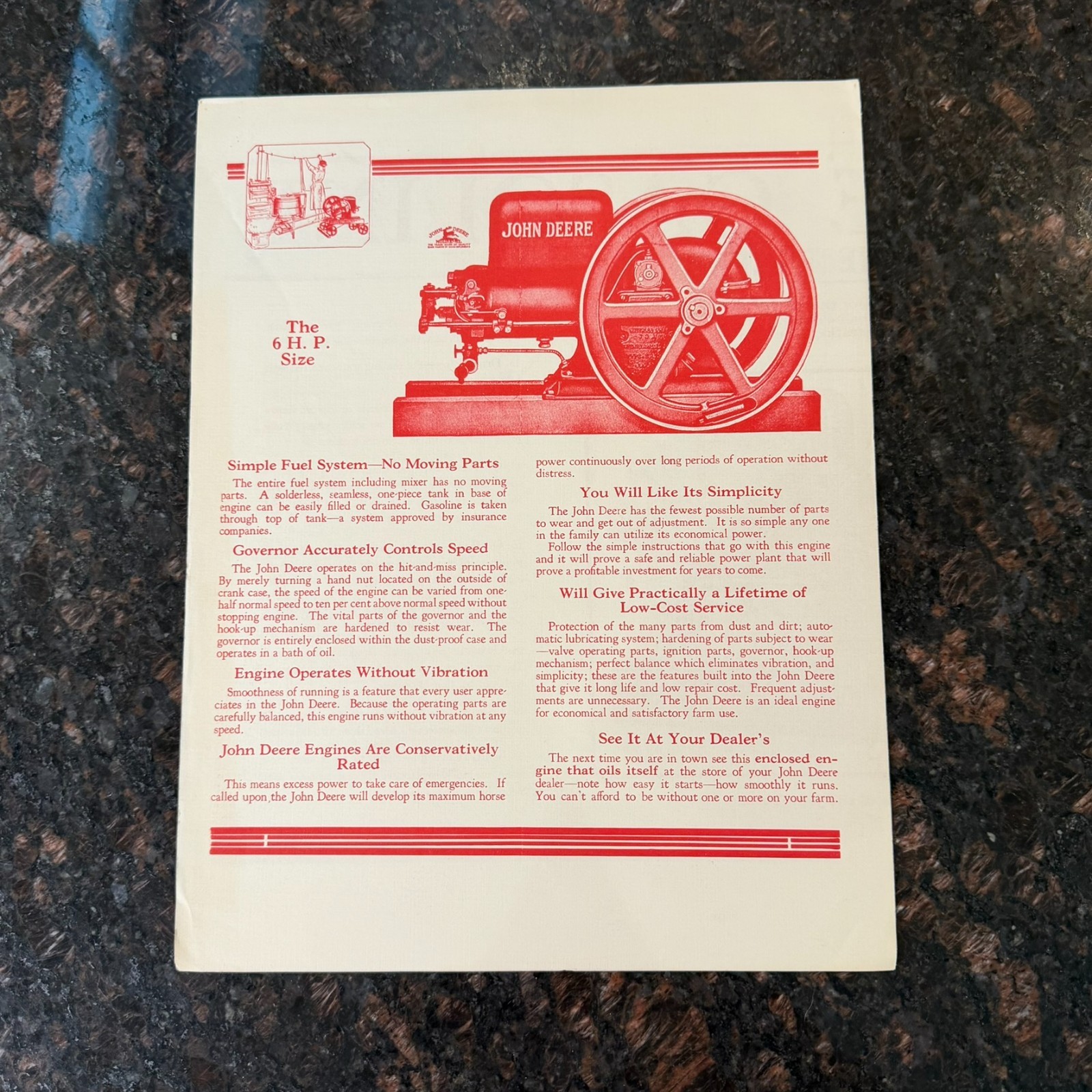 Vintage 1930s John Deere Type Model E Stationary Engine Brochure Reproduction?