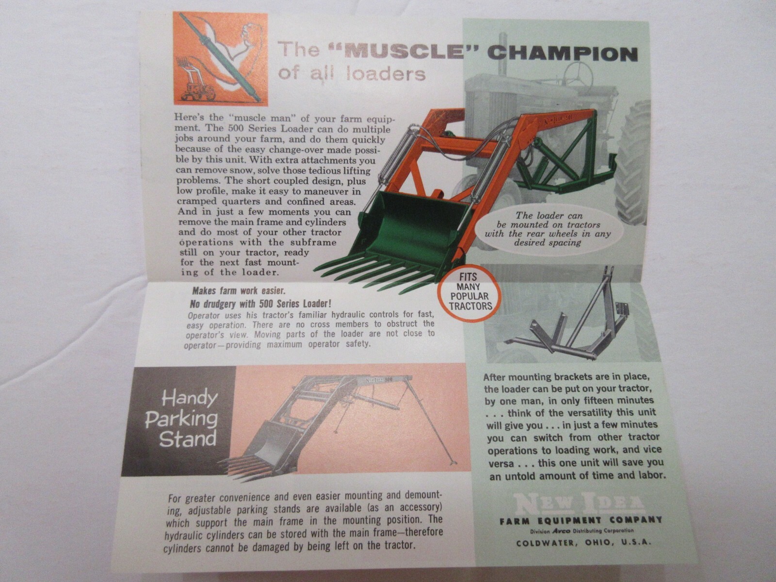 Very Nice New Idea 500 Loader Pocket Brochure Sales Brochure 1958 4 Page