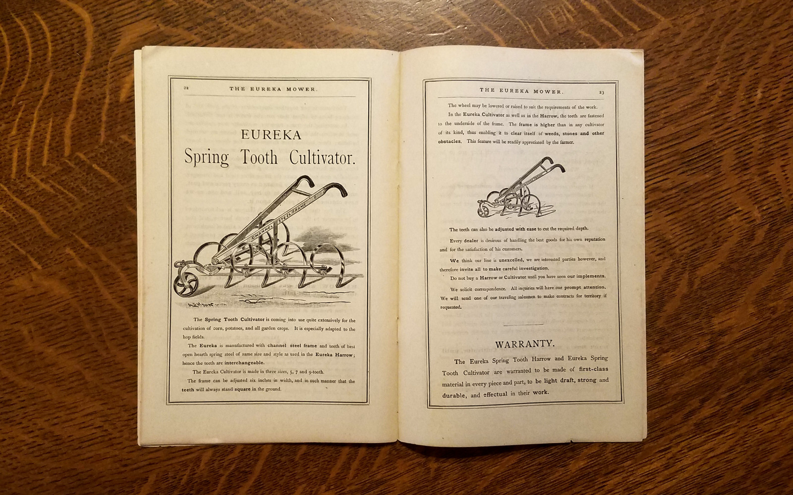 1889 Eureka Mower Farm Harvesting Cultivator Catalog Brochure Horse Tractor
