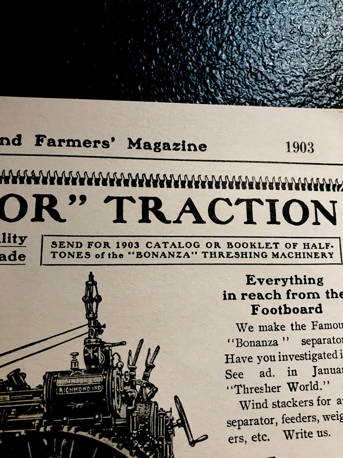 1903 Robinson Traction Engine Farm Implements Advertising – Richmond – Indiana