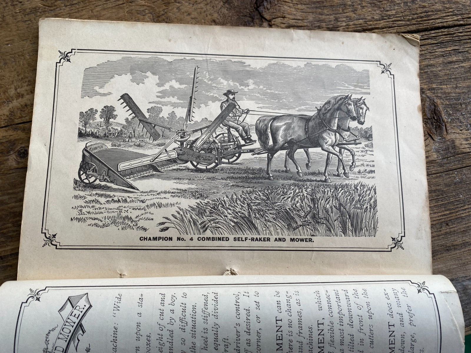 ORIGINAL CHAMPION HORSE DRAWN HARVESTING MACHINES HANDBOOK FOR FARMERS 1882