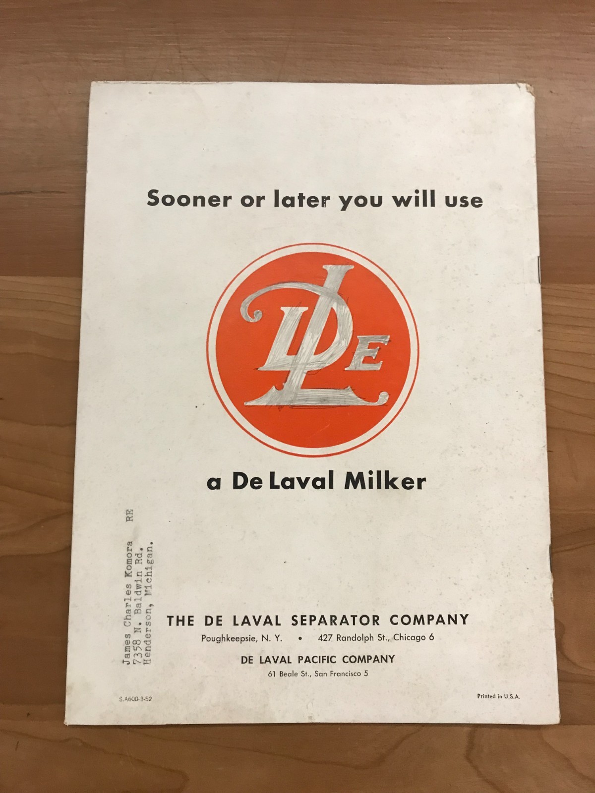 Vintage De Laval Milkers Brochure