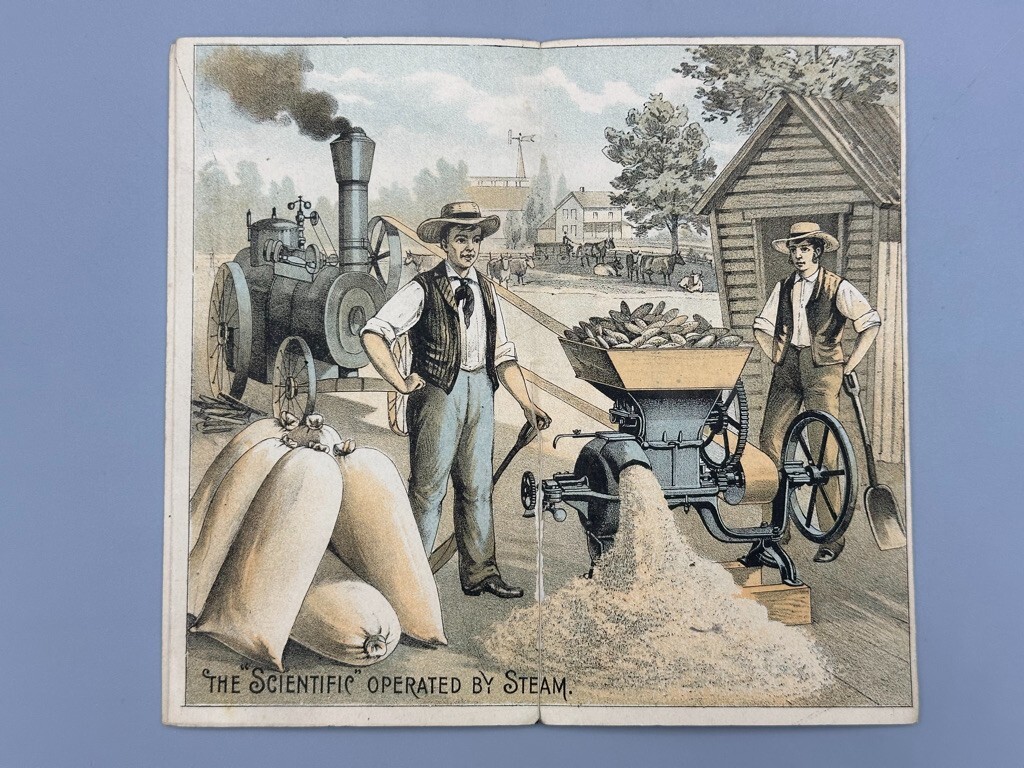 1880s FOOS Mfg SCIENTIFIC MILL Farm Folding Advertise Trade Card SPRINGFIELD OH