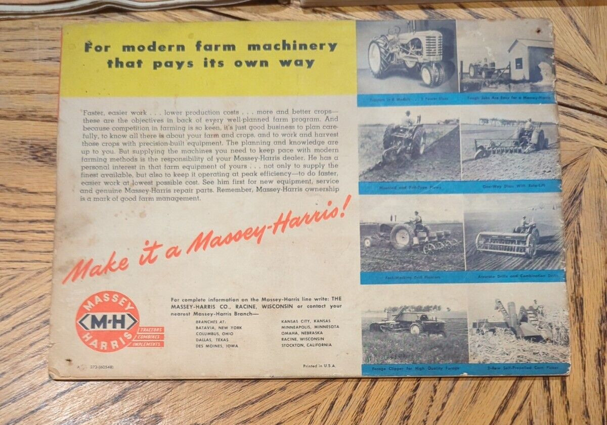 Massey Harris 1950&rsquo;s Combine Sales Booklet Full Color Lot Of 2 Combine Pts &Man
