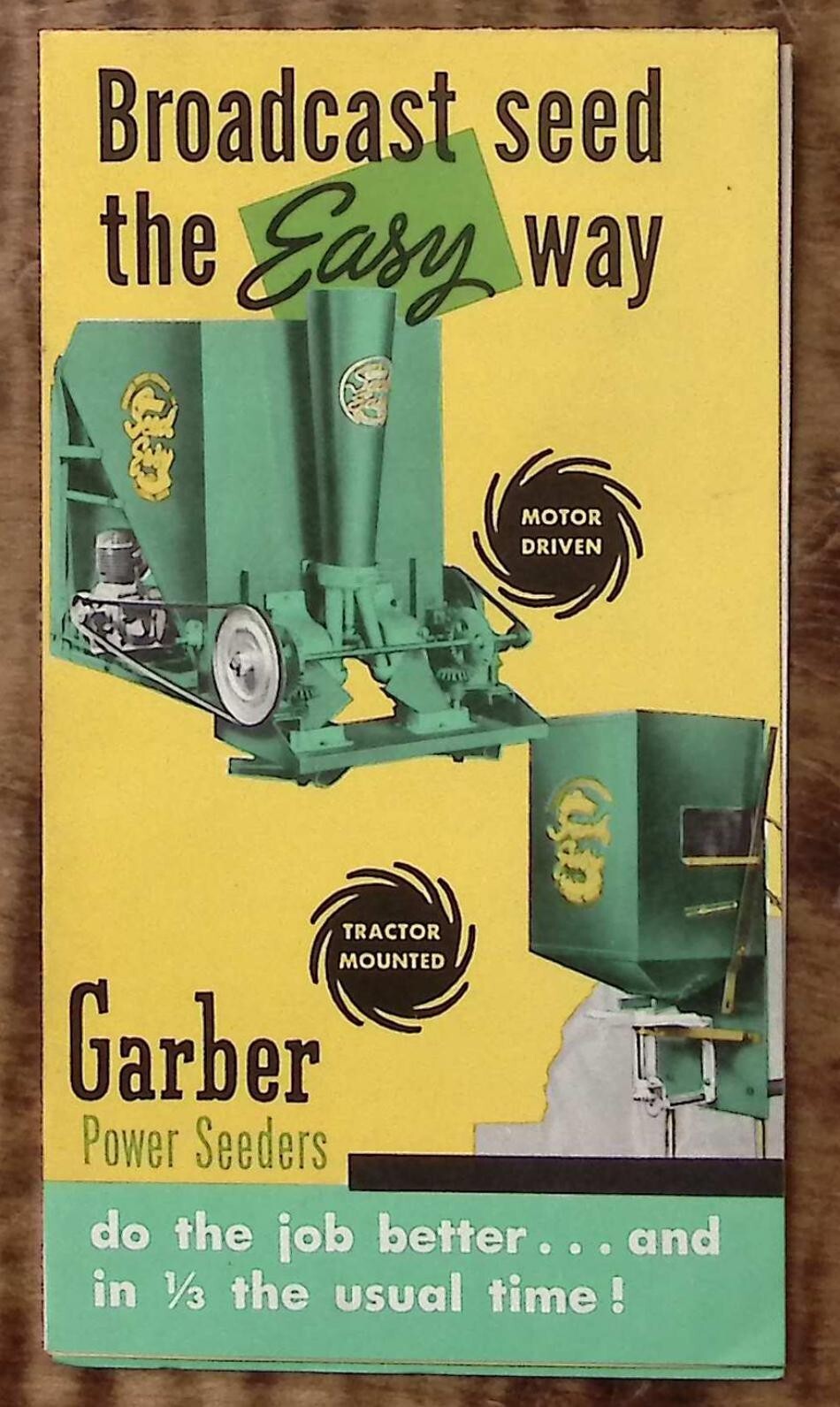 c1950 GARBER POWER SEEDERS TRACTOR MOUNTED ST PARIS OH ADVERTISING FLYER Z6111