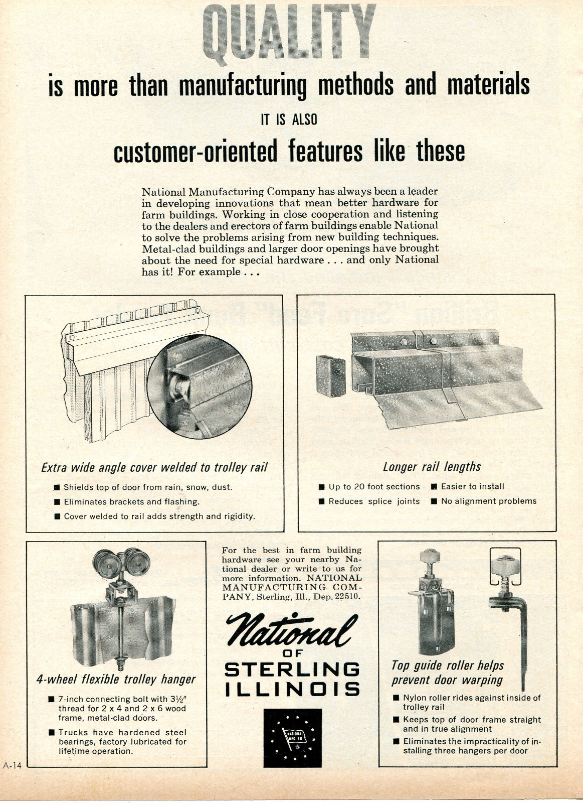 1965 Print Ad of National Manufacturing Company of Sterling Illinois Quality