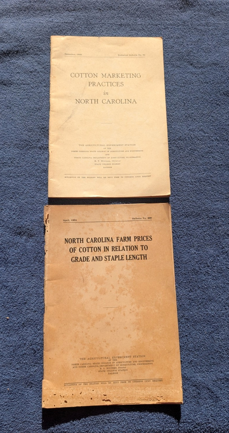 COTTON Agricultural North Carolina FARM PRICES & MARKETING Bulletins 1934-1935