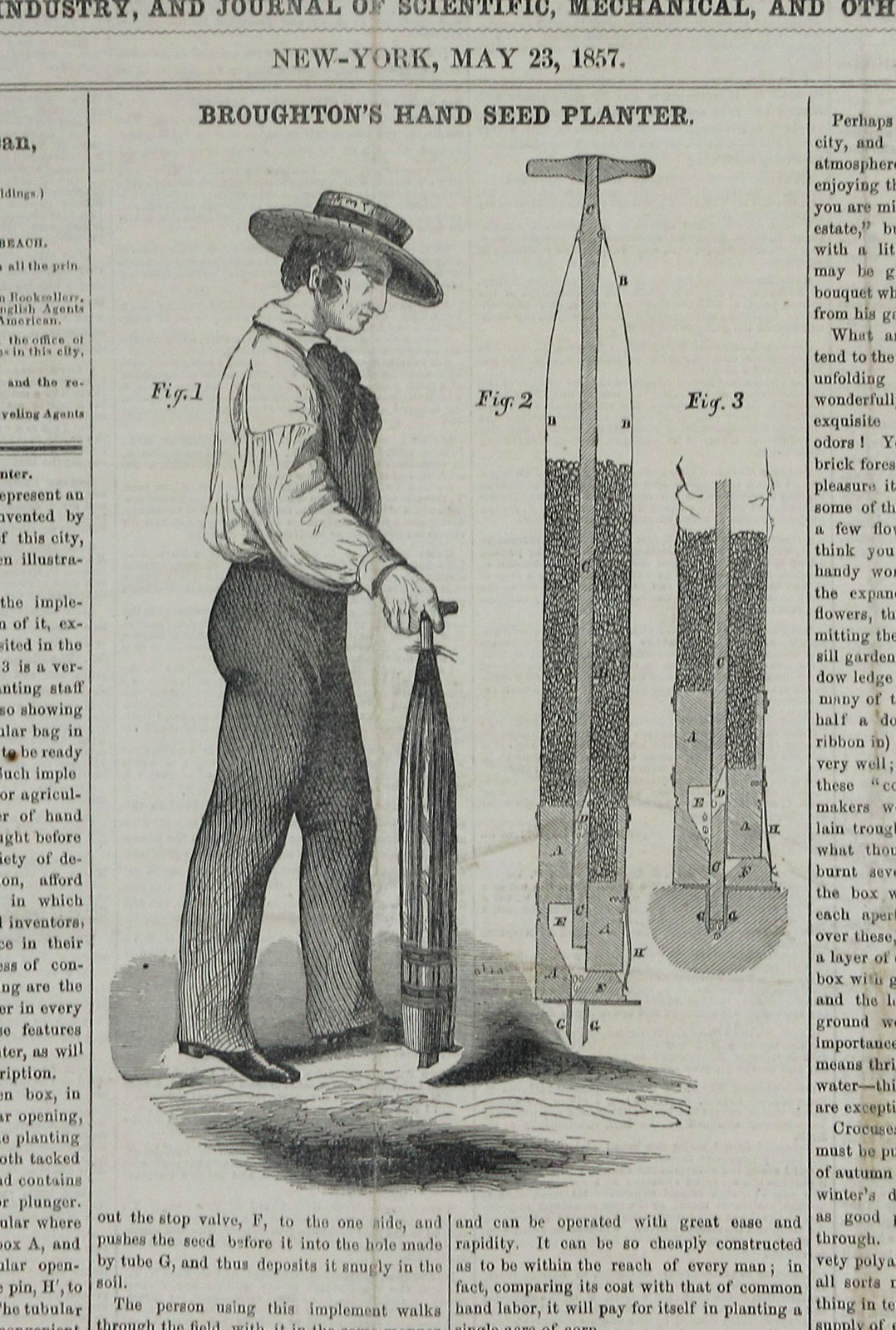 Antique Farm Tools Windmill Seed Planter Cotton Baler Scientific American 1857