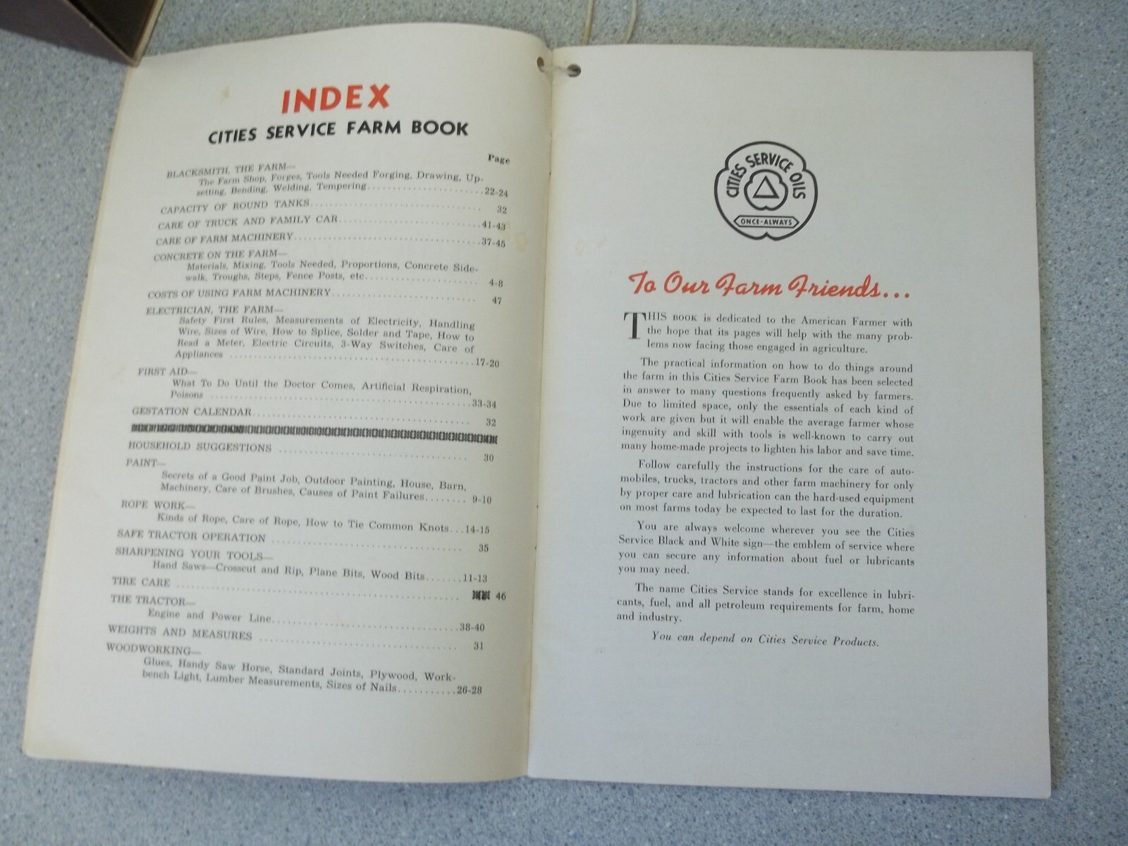 Cities Service Oils Farm Book 1943 Machinery Farm Guide booklet