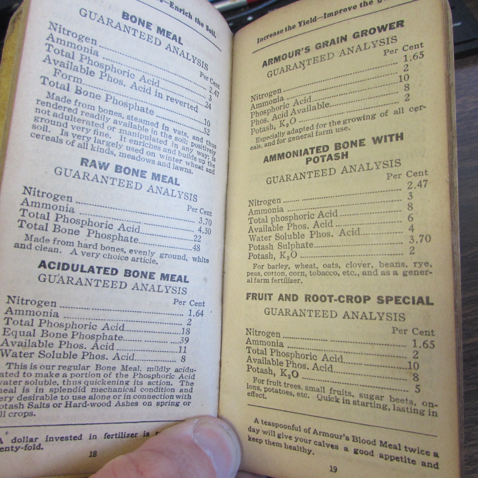1910 ARMOUR&rsquo;S FERTILIZERS – FERTILIZER INFO / NOTE BOOK – VERY GOOD