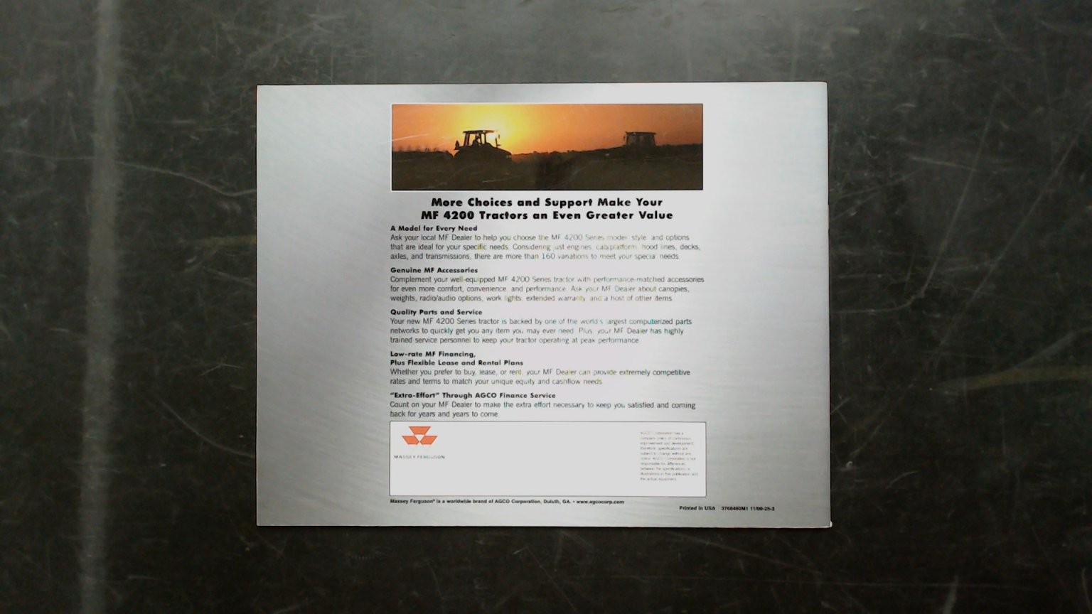 Massey Ferguson MF 4200 Series Agricultural Brochure Vintage Tractor 11×8.5