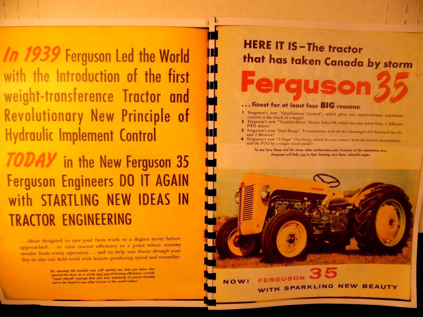 Ferguson Canadian Tractor Sales manual ,FERGUSON 35 W/Quad control