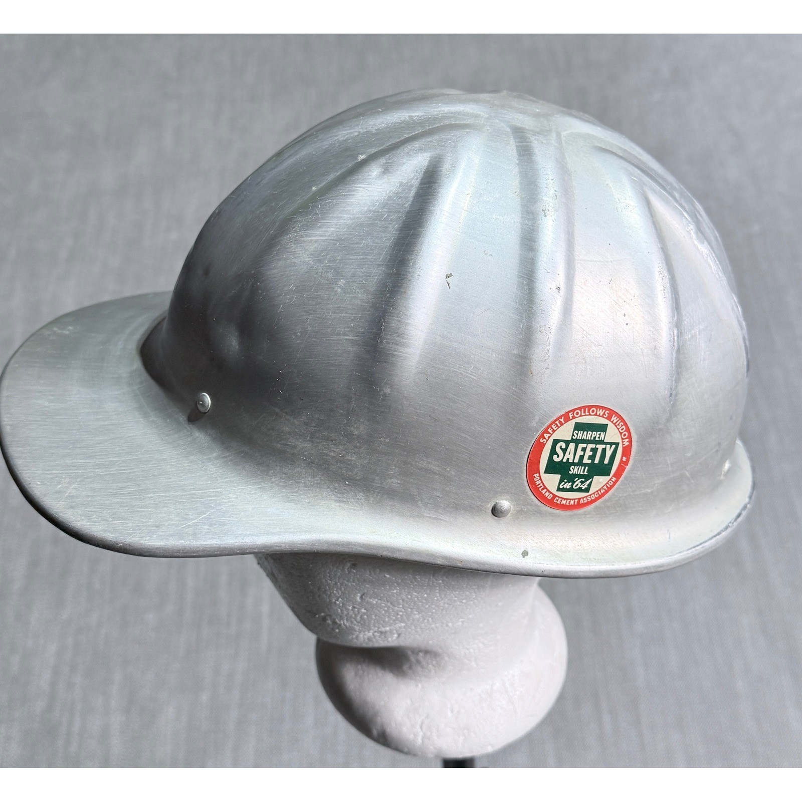 Vintage 60&rsquo;s Aluminum Hard Hat Portland Cement Association Safety Stickers